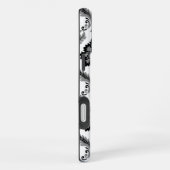 Coque iPhone 16 Plus Motif Damassé Rococo Gris Noir Blanc (Côté droit)