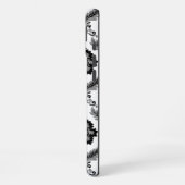 Coque iPhone 16 Plus Motif Damassé Rococo Gris Noir Blanc (Côté gauche)