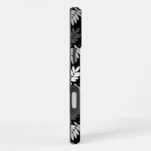 Coque iPhone 16 Plus Motif de feuille aînée noir blanc gris (Côté droit)