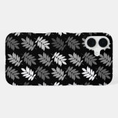 Coque iPhone 16 Plus Motif de feuille aînée noir blanc gris (Verso Horizontal)