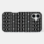 Coque iPhone 16 Plus Motif de formes aztèques gris blanc noir (Verso Horizontal)