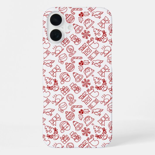 Coque iPhone 16 Plus Motif de l'icône de Noël rouge (Verso)
