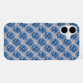 Coque iPhone 16 Plus Motif de perle florale bleue (Verso Horizontal)