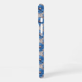 Coque iPhone 16 Plus Motif de perle florale bleue (Côté gauche)