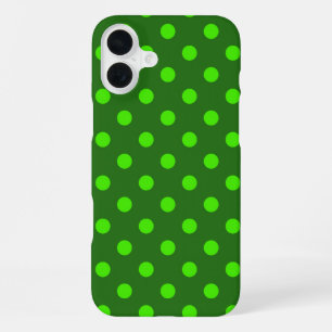 Coque iPhone 16 Plus Motif de points noirs verts sur fond vert