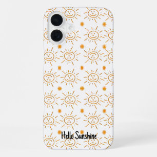 Coque iPhone 16 Plus Motif de visage ensoleillé orange amusant personna