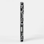 Coque iPhone 16 Plus Motif Feuille tombé noir sur gris (Côté droit)