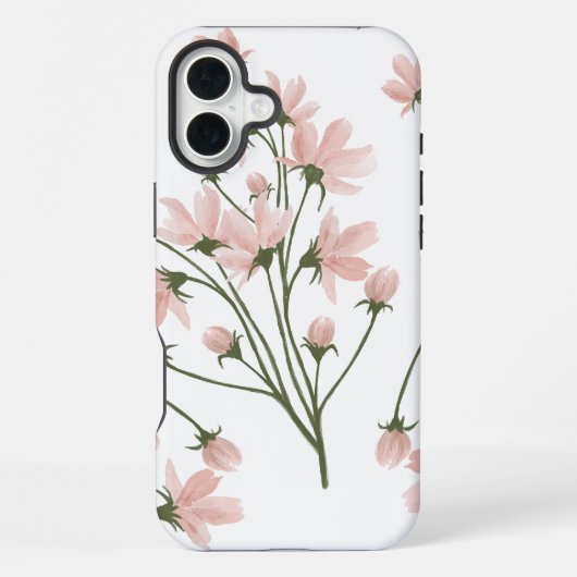 Coque iPhone 16 Plus Motif floral élégant rose (Verso)