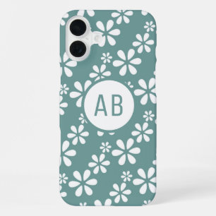 Coque iPhone 16 Plus Motif floral girly moderne personnalisé avec monog
