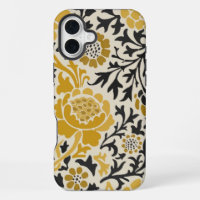 Motif floral jaune et noir de style vintage