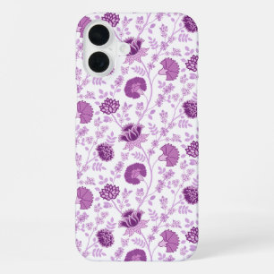 Coque iPhone 16 Plus Motif floral répétitif jacobéen roses sur fond bla