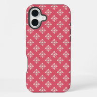 Motif floral rose vibrant avec fleurs géométriques
