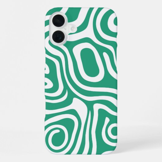 Coque iPhone 16 Plus Motif graphique de labyrinthe vert (Verso)