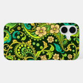 Coque iPhone 16 Plus Motif Green Paisley (Verso Horizontal)