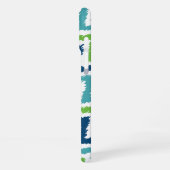 Coque iPhone 16 Plus Motif Ikat Zigzag Diagonal Bleu Turquoise Vert (Côté gauche)