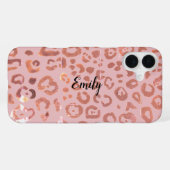 Coque iPhone 16 Plus Motif Impression Animaux Imprimé Léopard Rose (Verso Horizontal)