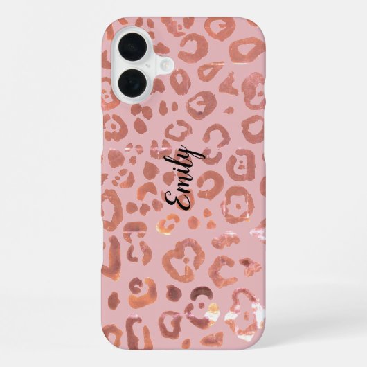 Coque iPhone 16 Plus Motif Impression Animaux Imprimé Léopard Rose (Verso)