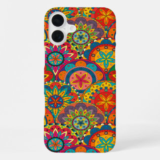 Coque iPhone 16 Plus Motif mandala coloré rétro funky