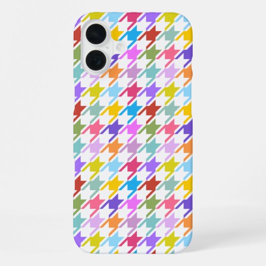 Coque iPhone 16 Plus Motif Pied-de-Poule Multicolore+Blanc (Verso)