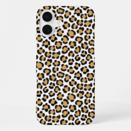 Coque iPhone 16 Plus Motif répété à effet de fourrure simulée léopard t (Verso)