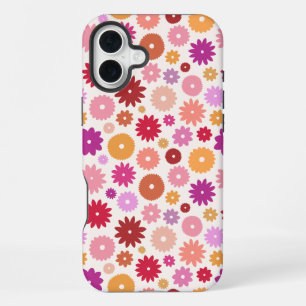 Coque iPhone 16 Plus Motif Répété de Fleurs Colorées