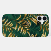 Coque iPhone 16 Plus Motif sans couture avec des fougères dorées (Verso Horizontal)