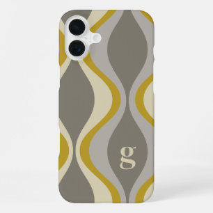 Coque iPhone 16 Plus motif super rétro - monogramme - taupe or