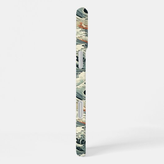 Coque iPhone 16 Plus Motif Vague Japonais Monogrammé (Côté droit)