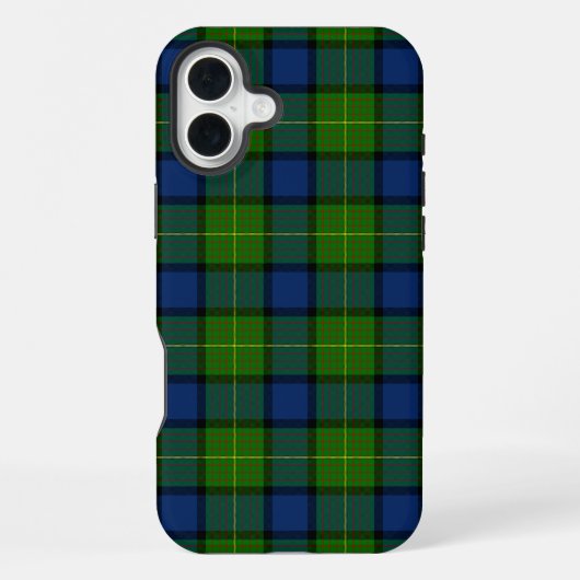 Coque iPhone 16 Plus Muir Moore tartan vert bleu plaid (Verso)