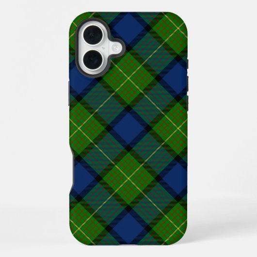 Coque iPhone 16 Plus Muir Moore tartan vert bleu plaid (Verso)