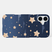 Coque iPhone 16 Plus Navy & Beige Clair Grandes Étoiles (Verso Horizontal)