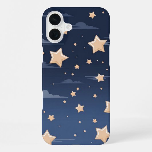 Coque iPhone 16 Plus Navy & Beige Clair Grandes Étoiles (Verso)