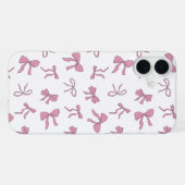 Coque iPhone 16 Plus Nœuds mignons rose et blanc (Verso Horizontal)