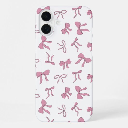 Coque iPhone 16 Plus Nœuds mignons rose et blanc (Verso)