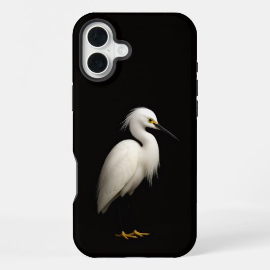 Coque iPhone 16 Plus Noir 4 Luxe iPhone 16 Plus, Aigrette neigeuse (Verso)