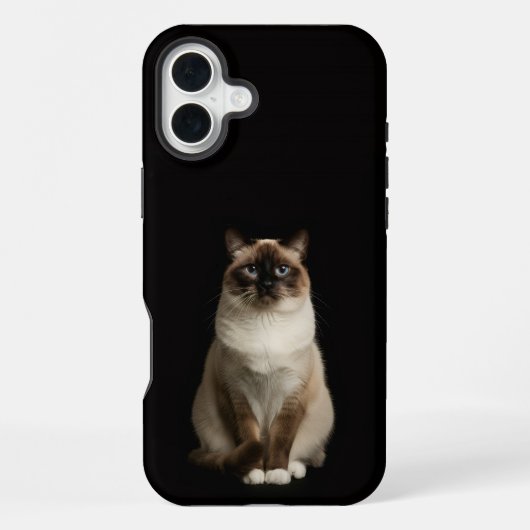Coque iPhone 16 Plus Noir 4 Luxe iPhone 16 Plus, Chat Birman (Verso)