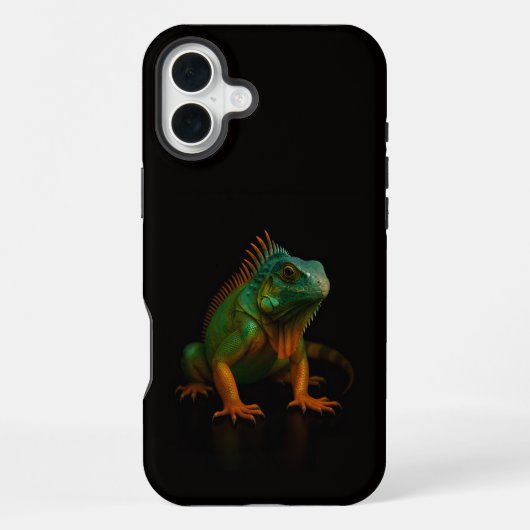 Coque iPhone 16 Plus Noir 4 Luxe iPhone 16 Plus, Iguane Vert (Verso)