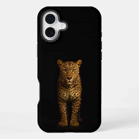 Coque iPhone 16 Plus Noir 4 Luxe iPhone 16 Plus, Léopard Majestueux (Verso)