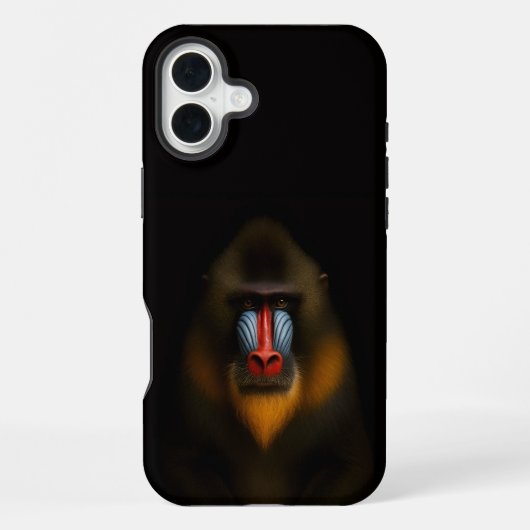 Coque iPhone 16 Plus Noir 4 Luxe iPhone 16 Plus, Mandrill Singe (Verso)