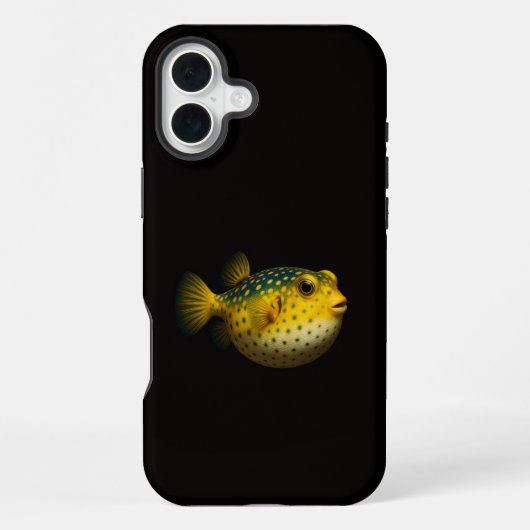 Coque iPhone 16 Plus Noir 4 Luxe iPhone 16 Plus, Poisson-Lune Jaune (Verso)