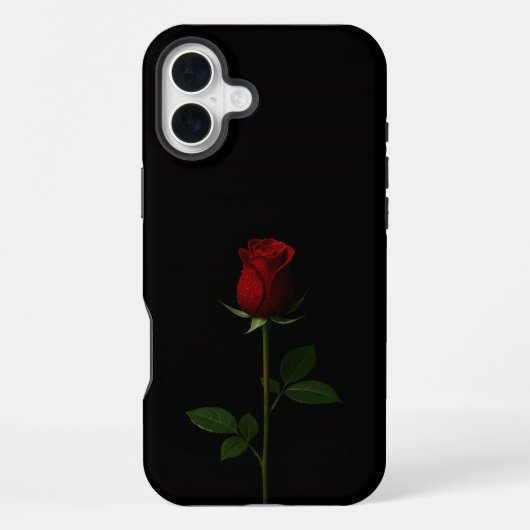 Coque iPhone 16 Plus Noir 4 Luxe iPhone 16 Plus, Rose Rouge Velours (Verso)