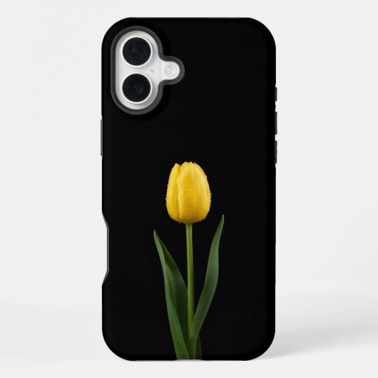 Coque iPhone 16 Plus Noir 4 Luxe iPhone 16 Plus, Tulipe Dorée (Verso)