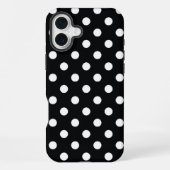 Coque iPhone 16 Plus Noir avec pois blancs (Verso)