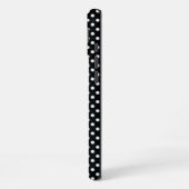 Coque iPhone 16 Plus Noir avec pois blancs (Côté gauche)