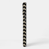 Coque iPhone 16 Plus Noir Chevron Silver Monogramme or (Côté gauche)