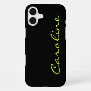 Coque iPhone 16 Plus Noir moderne Décontracté Monogramme personnalisé