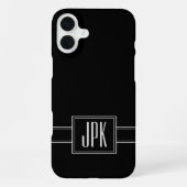 Coque iPhone 16 Plus Noir uni avec triple monogramme (Verso)