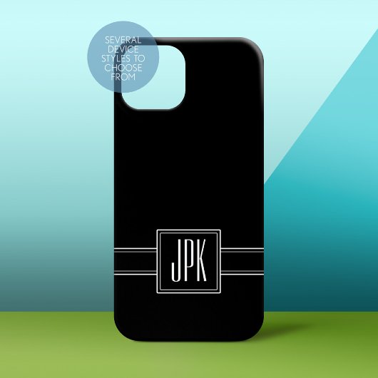 Coque iPhone 16 Plus Noir uni avec triple monogramme