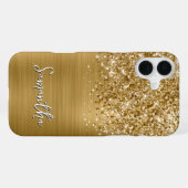 Coque iPhone 16 Plus Nom Pailleté Or Glamour (Verso Horizontal)