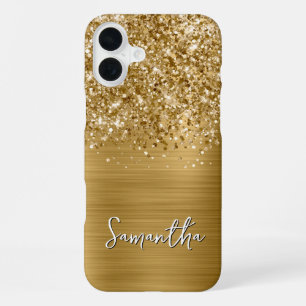 Coque iPhone 16 Plus Nom Pailleté Or Glamour